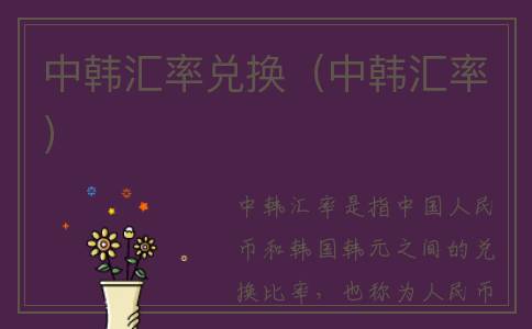 中韩汇率兑换（中韩汇率）