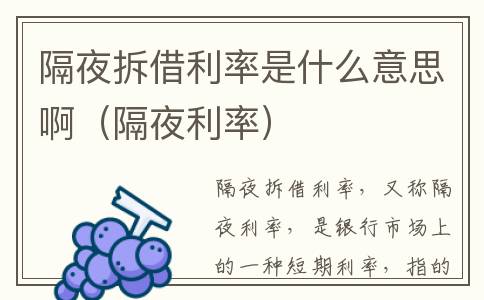 隔夜拆借利率是什么意思啊（隔夜利率）