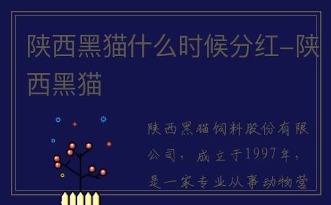 陕西黑猫什么时候分红-陕西黑猫