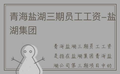 青海盐湖三期员工工资-盐湖集团