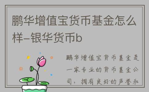 鹏华增值宝货币基金怎么样-银华货币b