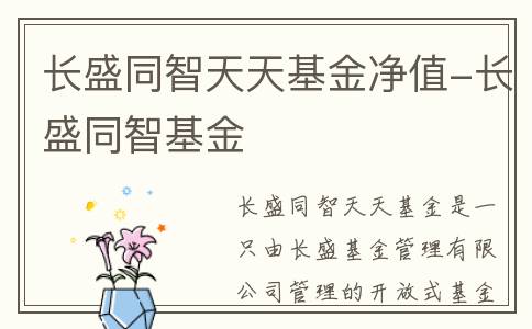 长盛同智天天基金净值-长盛同智基金