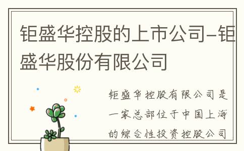 钜盛华控股的上市公司-钜盛华股份有限公司