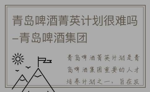 青岛啤酒菁英计划很难吗-青岛啤酒集团