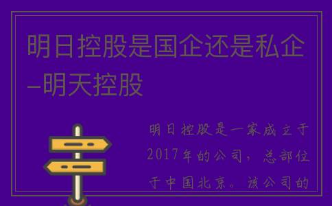 明日控股是国企还是私企-明天控股