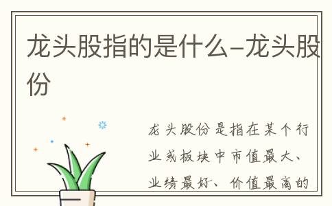 龙头股指的是什么-龙头股份