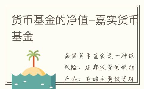 货币基金的净值-嘉实货币基金