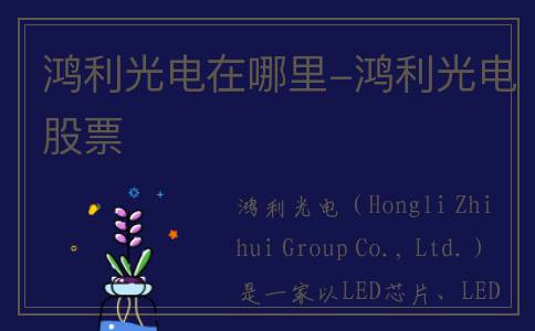 鸿利光电在哪里-鸿利光电股票