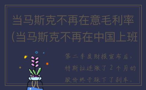 当马斯克不再在意毛利率(当马斯克不再在中国上班)