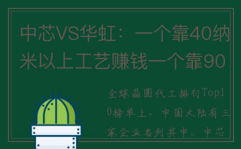 中芯VS华虹：一个靠40纳米以上工艺赚钱一个靠90纳米以上工艺赚钱(华虹与中芯比较)