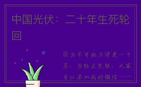 中国光伏：二十年生死轮回