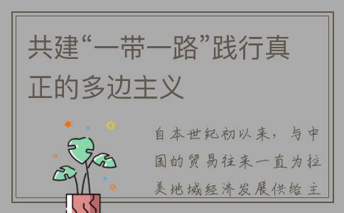共建“一带一路”践行真正的多边主义