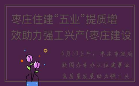 枣庄住建“五业”提质增效助力强工兴产(枣庄建设局网站)