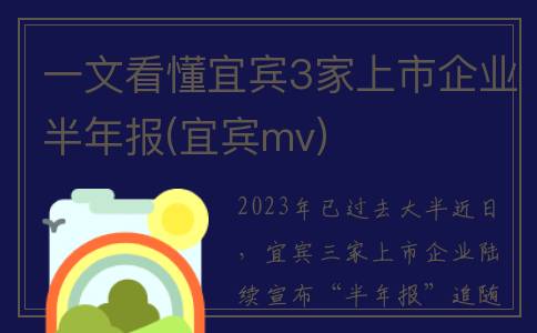 一文看懂宜宾3家上市企业半年报(宜宾mv)