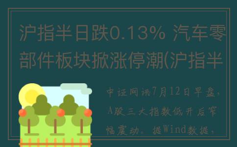 沪指半日跌0.13% 汽车零部件板块掀涨停潮(沪指半日跌0.12% 畜牧业板块跌幅居前)