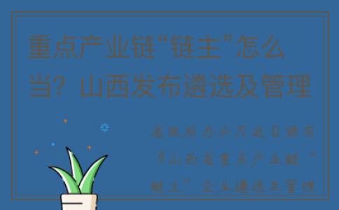 重点产业链“链主”怎么当？山西发布遴选及管理办法(重点产业链链长制第一季度工作开展情况)
