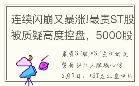 连续闪崩又暴涨!最贵ST股被质疑高度控盘，5000股民慌不慌?(闪崩连续跌停)