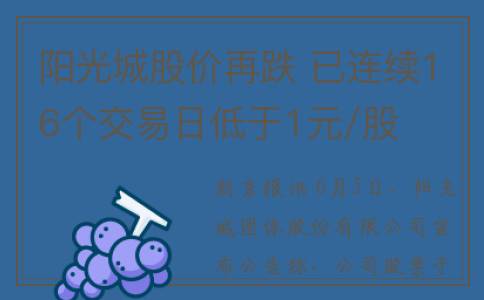 阳光城股价再跌 已连续16个交易日低于1元/股