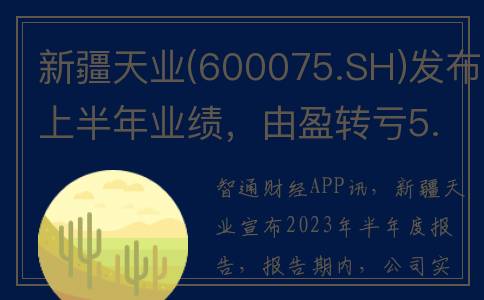 新疆天业(600075.SH)发布上半年业绩，由盈转亏5.88亿元