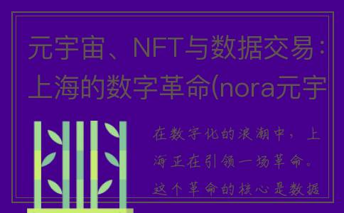 元宇宙、NFT与数据交易：上海的数字革命(nora元宇宙)