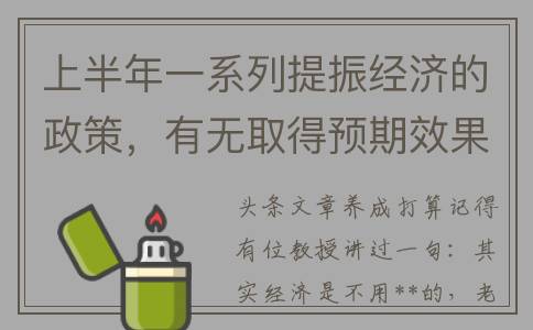上半年一系列提振经济的政策，有无取得预期效果？(体现了上半年)