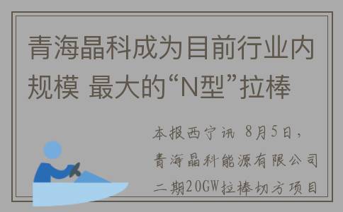 青海晶科成为目前行业内规模 最大的“N型”拉棒切方生产基地(晶科青海基地)
