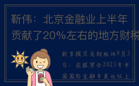 靳伟：北京金融业上半年贡献了20%左右的地方财税收入(北京金融办领导班子)