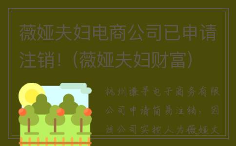 薇娅夫妇电商公司已申请注销！(薇娅夫妇财富)