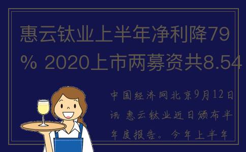 惠云钛业上半年净利降79% 2020上市两募资共8.54亿元(惠云钛业2021一季度业绩预告)