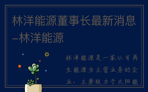 林洋能源董事长最新消息-林洋能源