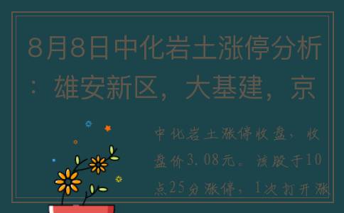 8月8日中化岩土涨停分析：雄安新区，大基建，京津冀概念热股(中化岩土什么时候上市)