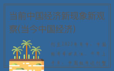当前中国经济新现象新观察(当今中国经济)