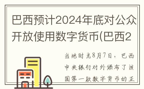 巴西预计2024年底对公众开放使用数字货币(巴西2020年)