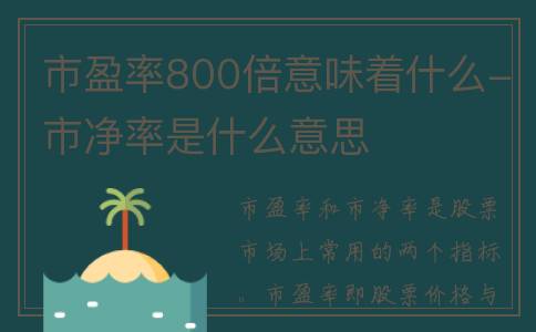 市盈率800倍意味着什么-市净率是什么意思