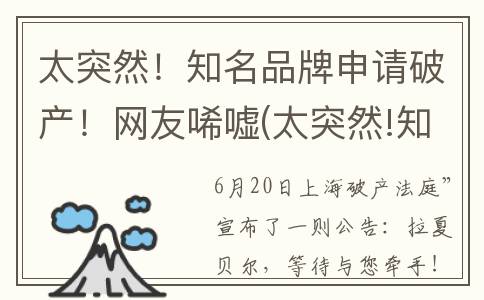 太突然！知名品牌申请破产！网友唏嘘(太突然!知名品牌宣布:几大产品退出中国大陆市场)