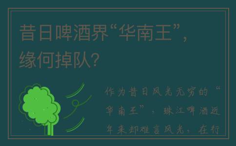 昔日啤酒界“华南王”，缘何掉队？