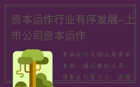 资本运作行业有序发展-上市公司资本运作