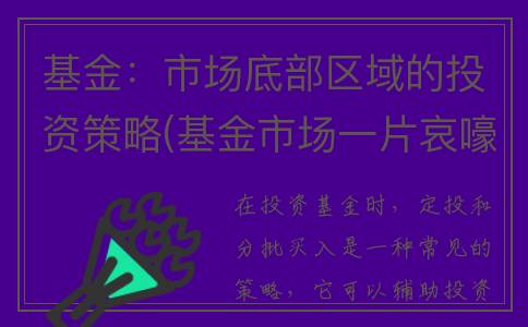基金：市场底部区域的投资策略(基金市场一片哀嚎)