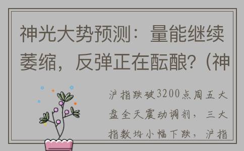 神光大势预测：量能继续萎缩，反弹正在酝酿？(神光强势股评分)
