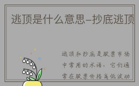 逃顶是什么意思-抄底逃顶