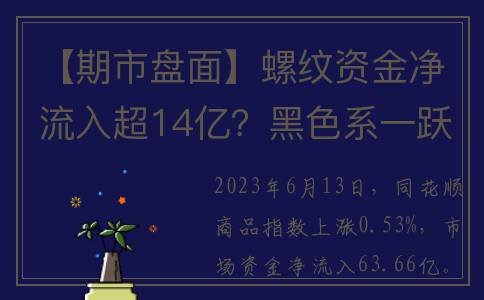 【期市盘面】螺纹资金净流入超14亿？黑色系一跃成市场“香饽饽”(盘螺价格走势)
