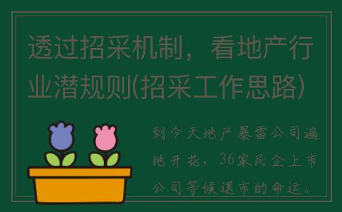 透过招采机制，看地产行业潜规则(招采工作思路)