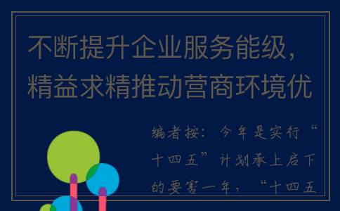 不断提升企业服务能级，精益求精推动营商环境优化(不断提升企业服务水平)