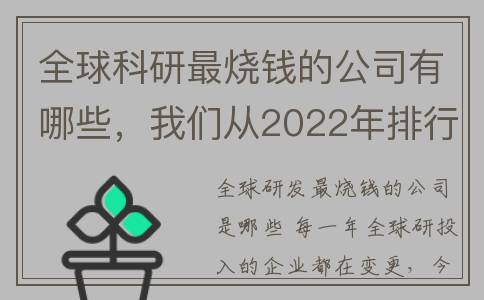 全球科研最烧钱的公司有哪些，我们从2022年排行榜去看看吧(全球科研投入top50)