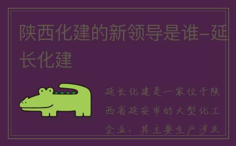 陕西化建的新领导是谁-延长化建