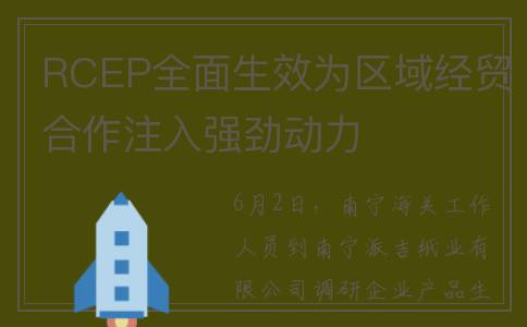RCEP全面生效为区域经贸合作注入强劲动力