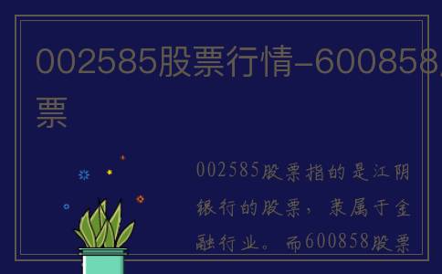 002585股票行情-600858股票
