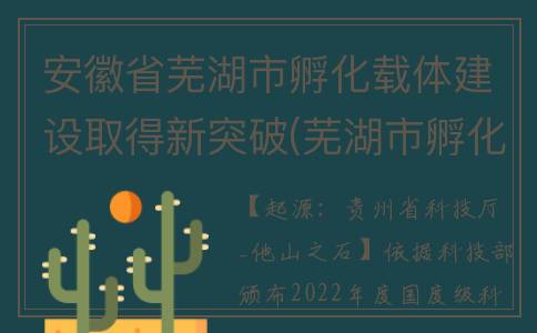 安徽省芜湖市孵化载体建设取得新突破(芜湖市孵化器)