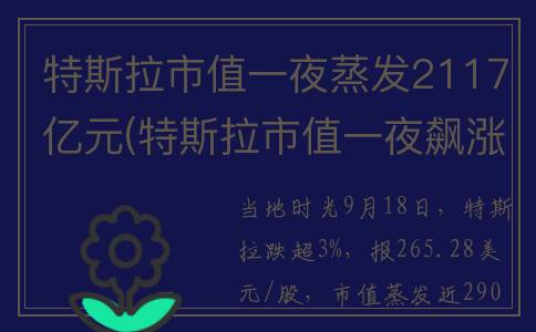 特斯拉市值一夜蒸发2117亿元(特斯拉市值一夜飙涨5802亿元是真的吗)