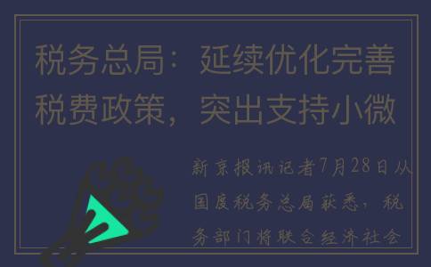 税务总局：延续优化完善税费政策，突出支持小微企业和个体工商户(税务延期申报条件)